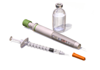 Syringes and insulin bottle.