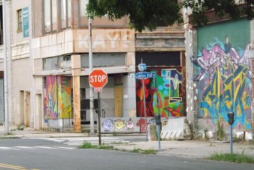 this image shows a blighted area of a downtown city, which is used to represent a neighborhood likely to be among the most deprived.