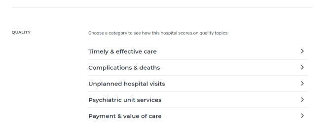 Care Compare Quality Section